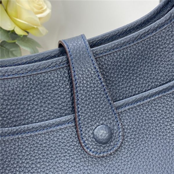 Hermes Evelyne PM Shoulder Bag 1189 Dark Blue Clemence Original leather - Image 8