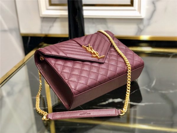 YSL Medium Envelope Chain Bag 8208 WineGold - Image 10
